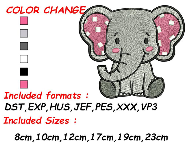 Cute Baby Elephant, Elephant Embroidery, Elephant Gifts, Embroidery Gifts for Girls, Elephant Design, Baby Elephant Embroidery/Applique DESIGNS SVG Digital Designer 