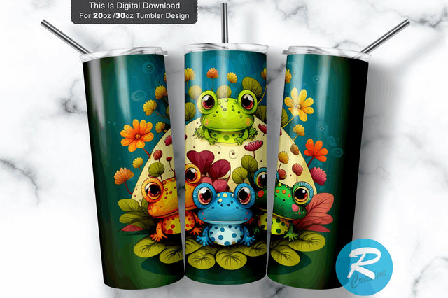 Cute Baby Frogs Looking At The Top Kids 20 oz / 30 oz Tumbler PNG Sublimation Regulrcrative 