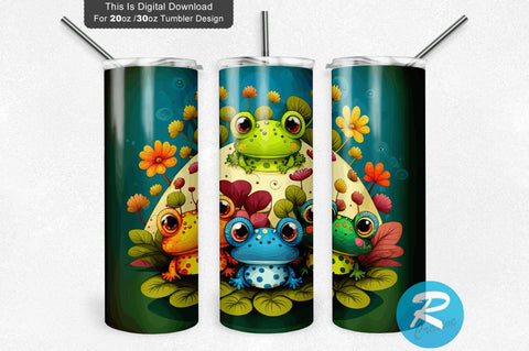 Cute Baby Frogs Looking At The Top Kids 20 oz / 30 oz Tumbler PNG Sublimation Regulrcrative 