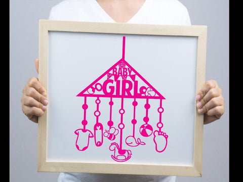 Cute Baby Girl Hang Paper cut SVG Johan Ru designs 
