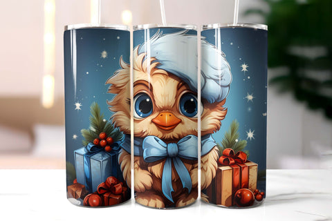Cute Baby Rooster with Christmas gifts tumbler wrap 20 oz Sublimation Designs by Ira 