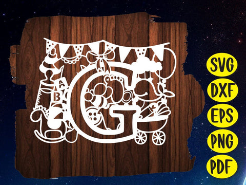 Cute Baby shower Alphabet Paper cut SVG Johan Ru designs 