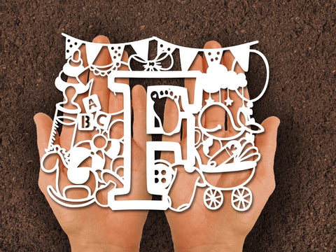 Cute Baby shower Alphabet Paper cut SVG Johan Ru designs 
