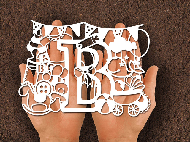 Cute Baby shower Alphabet Paper cut SVG Johan Ru designs 