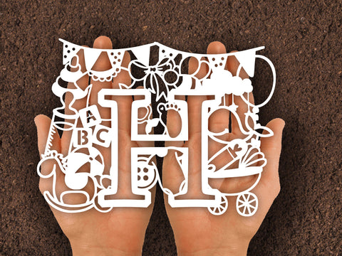 Cute Baby shower Alphabet Paper cut SVG Johan Ru designs 