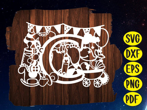 Cute Baby shower Alphabet Paper cut SVG Johan Ru designs 