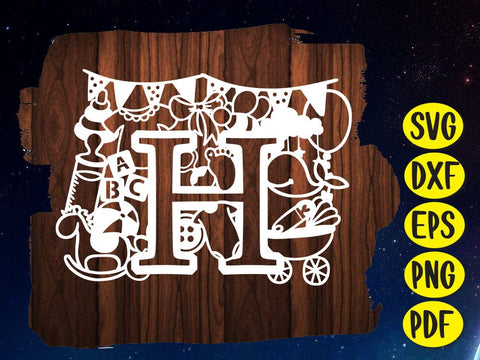 Cute Baby shower Alphabet Paper cut SVG Johan Ru designs 