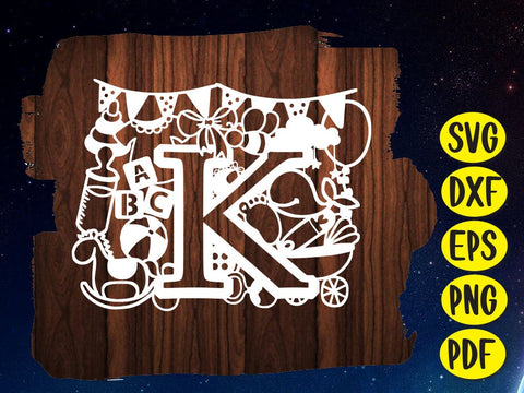 Cute Baby shower Alphabet Paper cut SVG Johan Ru designs 