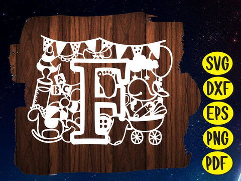 Cute Baby shower Alphabet Paper cut SVG Johan Ru designs 