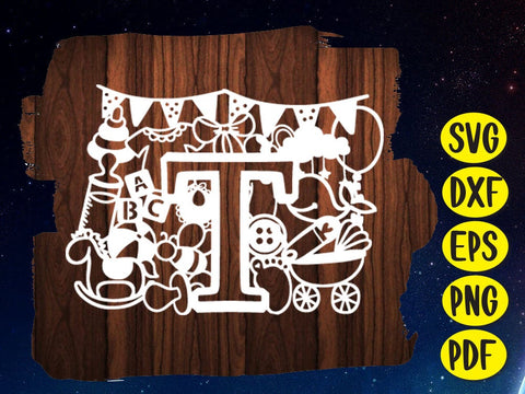 Cute Baby shower Alphabet Paper cut SVG Johan Ru designs 