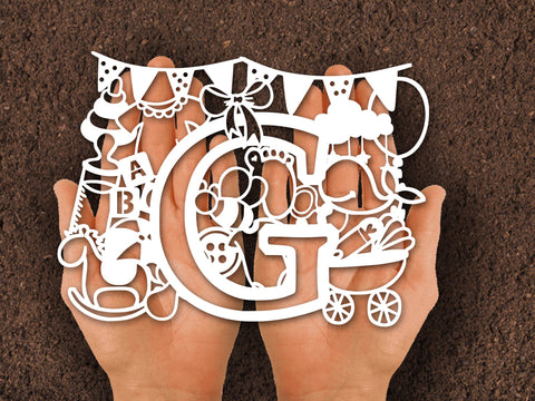 Cute Baby shower Alphabet Paper cut SVG Johan Ru designs 