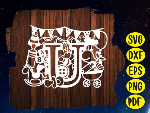 Cute Baby shower Alphabet Paper cut SVG Johan Ru designs 