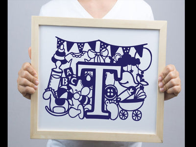 Cute Baby shower Alphabet Paper cut SVG Johan Ru designs 
