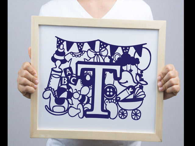 Cute Baby shower Alphabet Paper cut SVG Johan Ru designs 