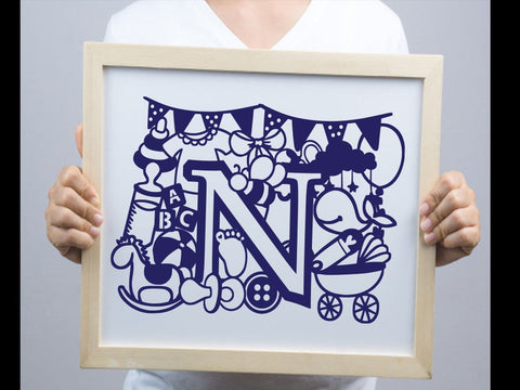 Cute Baby shower alphabets Paper cut SVG Johan Ru designs 