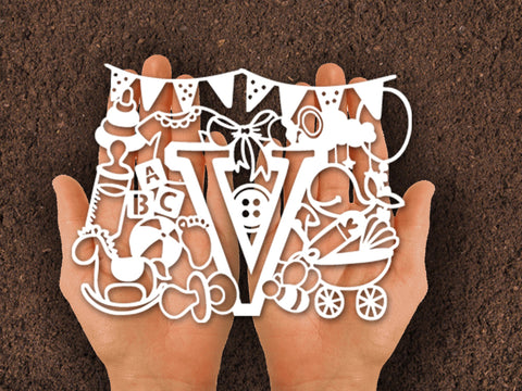 Cute Baby Shower Alphabets Paper cut SVG Johan Ru designs 