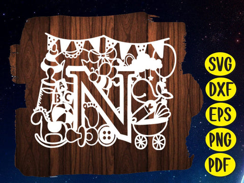 Cute Baby shower alphabets Paper cut SVG Johan Ru designs 