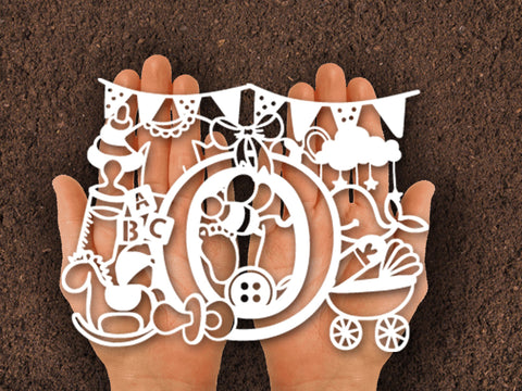 Cute Baby shower alphabets Paper cut SVG Johan Ru designs 