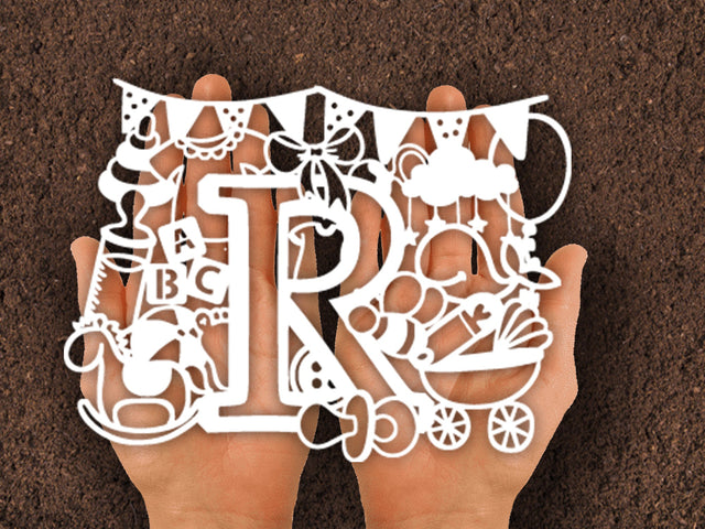Cute Baby shower alphabets Paper cut SVG Johan Ru designs 