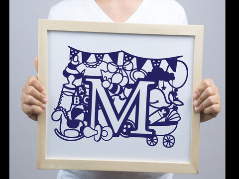 Cute Baby shower alphabets Paper cut SVG Johan Ru designs 