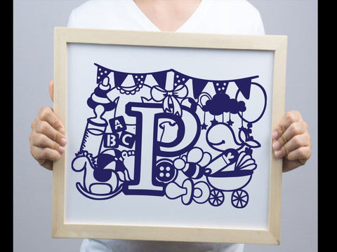 Cute Baby shower alphabets Paper cut SVG Johan Ru designs 