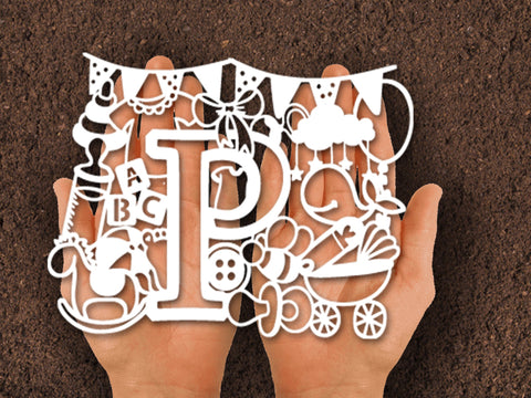 Cute Baby shower alphabets Paper cut SVG Johan Ru designs 