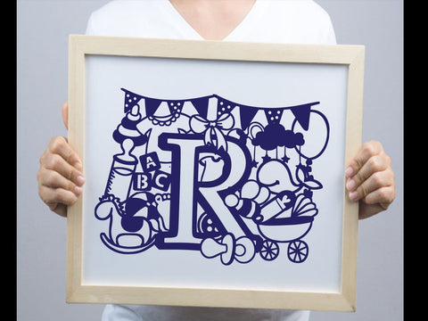 Cute Baby shower alphabets Paper cut SVG Johan Ru designs 