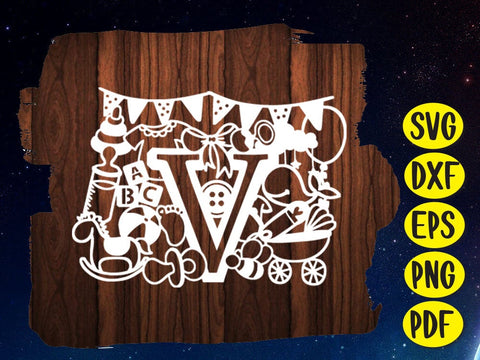 Cute Baby Shower Alphabets Paper cut SVG Johan Ru designs 