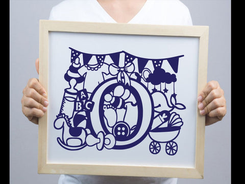 Cute Baby shower alphabets Paper cut SVG Johan Ru designs 