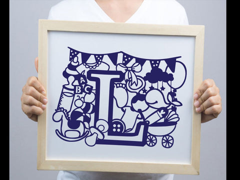 Cute Baby shower alphabets Paper cut SVG Johan Ru designs 
