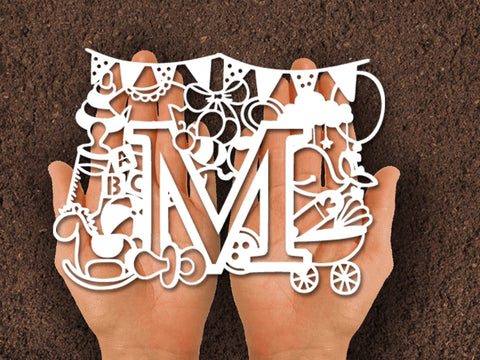 Cute Baby shower alphabets Paper cut SVG Johan Ru designs 