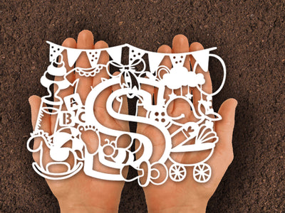 Cute baby Shower Alphabets Paper cut SVG Johan Ru designs 
