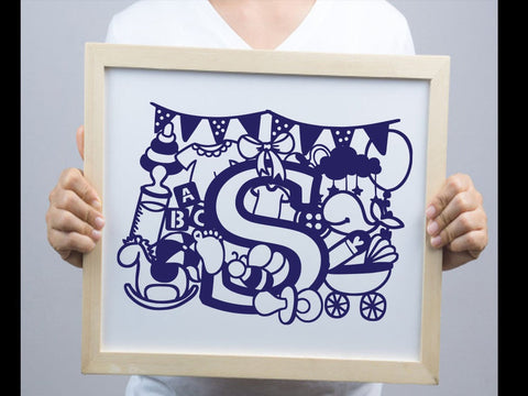 Cute baby Shower Alphabets Paper cut SVG Johan Ru designs 