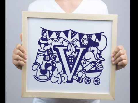 Cute Baby Shower Alphabets Paper cut SVG Johan Ru designs 