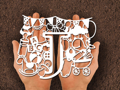 cute baby shower Paper cut SVG Johan Ru designs 