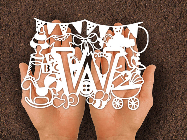 Cute Baby shower Paper cut SVG Johan Ru designs 