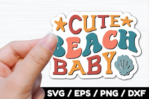 Cute beach baby Retro stickers SVG akazaddesign 