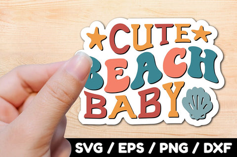Cute beach baby Retro stickers SVG akazaddesign 