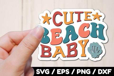 Cute beach baby Retro stickers SVG akazaddesign 
