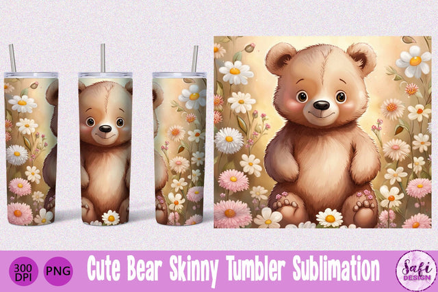 Cute Bear Skinny Tumbler Sublimation Sublimation Safi Design 