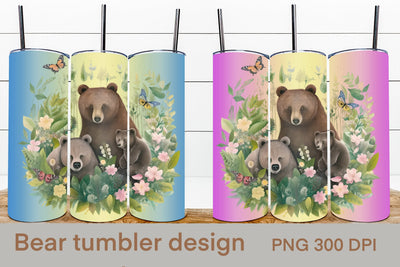 Cute bear tumbler sublimation | Bear tumbler wrap Sublimation Svetana Studio 