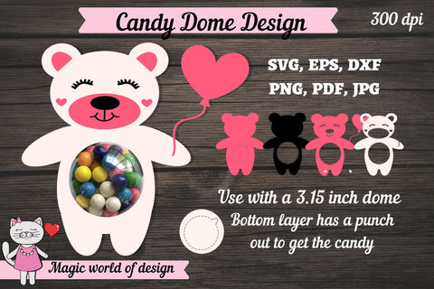 Cute Bear VALENTINE'S day candy holder svg SVG Magic world of design 