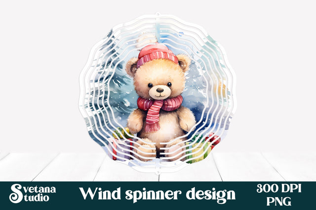 Cute bear wind spinner | Christmas spinner sublimation PNG SVG Svetana Studio 