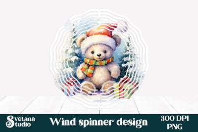 Cute bear wind spinner | Christmas wind spinner PNG Sublimation Svetana Studio 