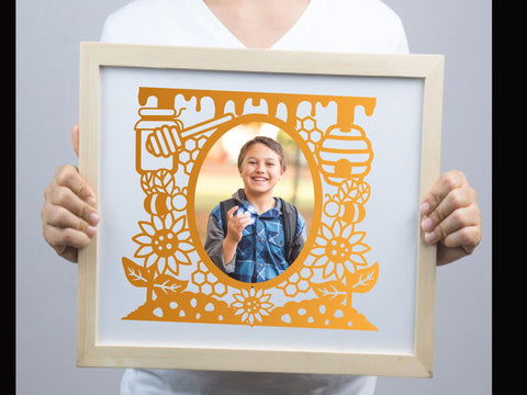 Cute Bee Element Frame Paper cut SVG Johan Ru designs 