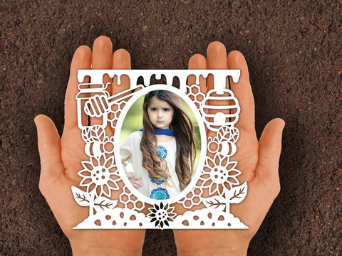 Cute Bee Element Frame Paper cut SVG Johan Ru designs 