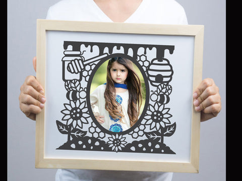 Cute Bee Element Frame Paper cut SVG Johan Ru designs 