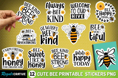 Cute Bee Printable Stickers Sublimation Bundle Sublimation Regulrcrative 