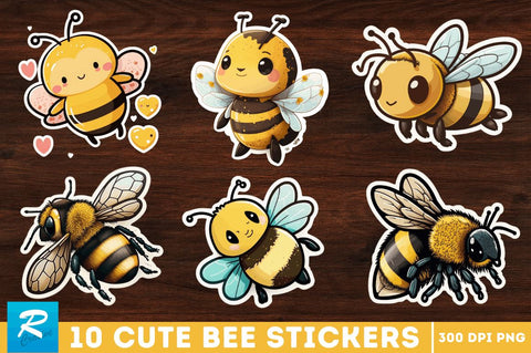 Cute Bee Stickers Bundle, Bee Stickers Sublimation Regulrcrative 