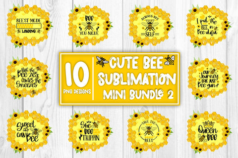 Cute Bee Sublimation Mini Bundle Honey Bee Watercolor Sublimation Sublimation Whistlepig Designs 